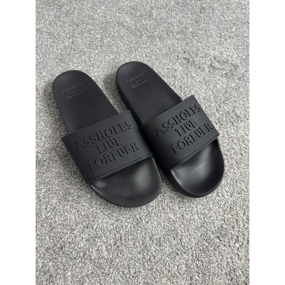 Live Forever Black Rubber Slide Sandals Women's Size 8 Flip Flops